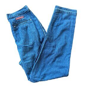 Vintage R.D. Simpson Pleated Jeans Pink Stitching Check Pattern USA Size 10